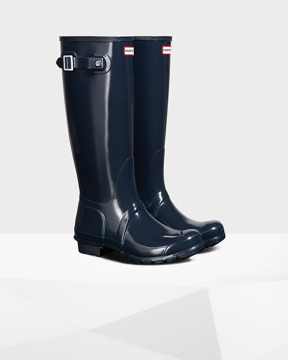 Womens Hunter Original Gloss - Tall Rain Boots Navy - 1380-WLIRT